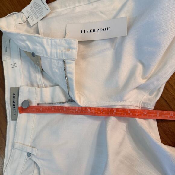 Liverpool White Denim Maya Crop Size 4 / 27 NWT Fray Split Hem Grommet - Picture 11 of 14